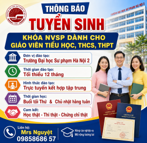 CHỨNG CHỈ NVSP DÀNH CHO GIÁO VIÊN TIỂU HỌC, THCS, THPT